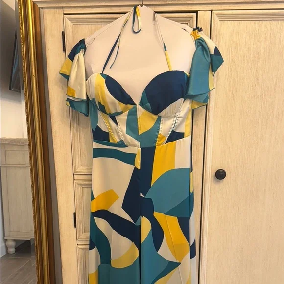 NWOT Multicolor Abstract Print Jumpsuit. Fun & Flirty!! - Picture 10 of 12